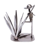 Upcycled metal sculpture, 'Agave Harvester' - Eco-Friendly Polished Upcycled Metal Sculpture of Harvester