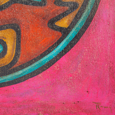 Tapiz de pared de lona y cuero - Lienzo pintado a mano para colgar en la pared de un antiguo sello