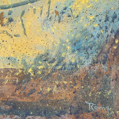 Tapiz de pared de lona y cuero - Lienzo pintado para colgar en la pared de la pintura rupestre prehistórica