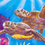 'Zwei Meeresschildkröten' - Meeresschildkröte-Acrylgemälde mit Stickrahmen