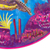 'Two Sea Turtles' - Pintura acrílica de tortuga marina con marco de aro de bordado