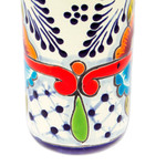 Ceramic tumblers, 'Marvelous Flowers' (pair) - Pair of Talavera Painted Ceramic Tumblers in Warm Hues