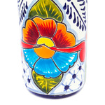 Ceramic tumblers, 'Marvelous Flowers' (pair) - Pair of Talavera Painted Ceramic Tumblers in Warm Hues