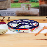 Ceramic appetizer bowls, 'Marvelous Flowers' (7 pieces) - Talavera Blue and Red Ceramic Appetizer Bowl Set (7 Pieces)