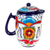 Ceramic coffee pot, 'Marvelous Flowers' - Talavera Style Blue and Red Ceramic Coffee Pot from Mexico
