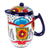 Cafetera de cerámica, 'Marvelous Flowers' - Cafetera de cerámica azul y roja estilo Talavera de México