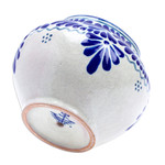 Ceramic flower pot, 'Talavera Bloom' - Leaf & Flower Hand-Painted Talavera-Style Ceramic Planter