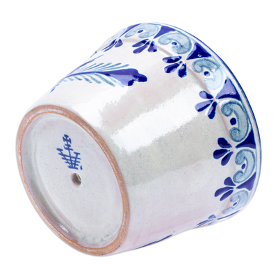 Maceta de cerámica - Macetero de cerámica estilo talavera pintado a mano en México
