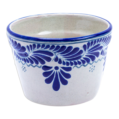 Maceta de cerámica - Jardinera de Cerámica Estilo Talavera con Motivos de Hojas y Flores