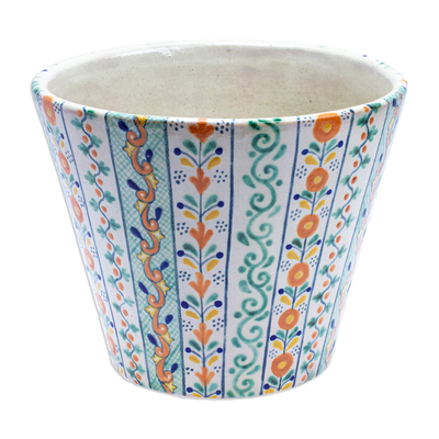 Maceta de cerámica - Macetero Floral de Cerámica Pintado a Mano Estilo Talavera
