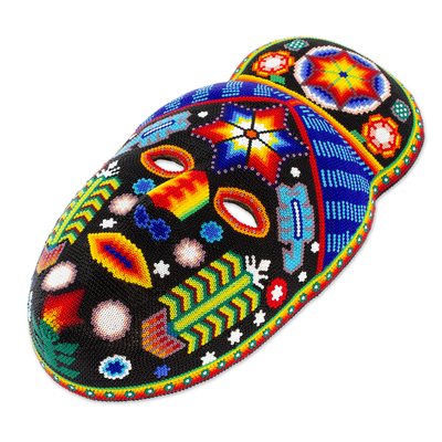 Huichol beaded mask, 'Teruka-Warra' - Handmade Huichol Folk Art Beaded Mask