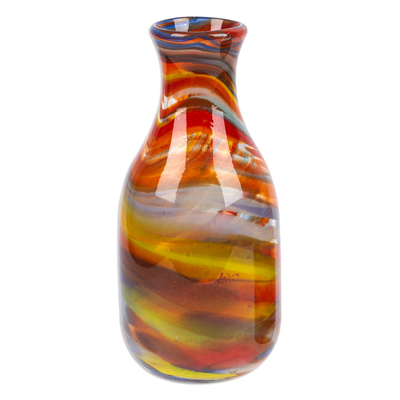 Juego de jarra y vaso de vidrio reciclado soplado a mano, (par) - Juego de jarra de vidrio reciclado soplado a mano con vaso a juego