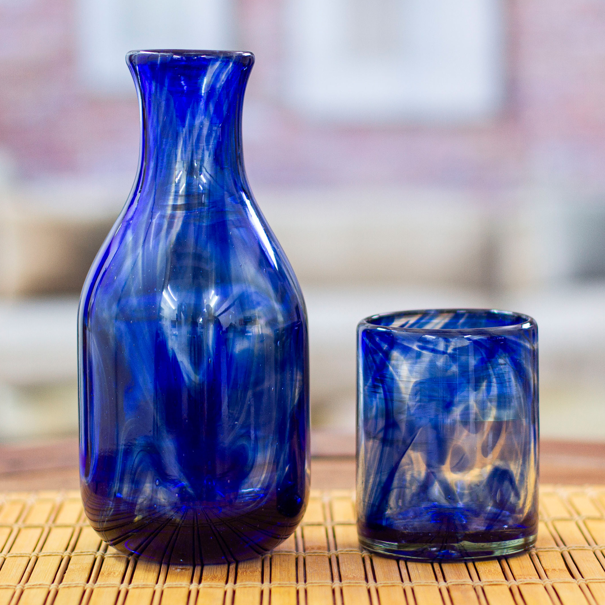 Handblown Glass Cobalt Mug Large Size.
