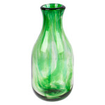 Handblown recycled glass carafe and glass set, 'Emerald Allure' (set) - Green Handblown Recycled Glass Carafe and Cup Set (set)