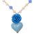 Gold-accented cultured pearl and calcite pendant necklace, 'My Sky Heart' - Floral and Heart-Themed Gold-Accented Blue Pendant Necklace