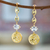 Pendientes colgantes chapados en oro - Aretes colgantes chapados en oro de 24 k con temática de luna y estrella