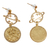 Pendientes colgantes chapados en oro - Aretes colgantes Gemini de latón chapado en oro de 24k con tema Cosmos