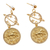 Pendientes colgantes chapados en oro - Aretes colgantes con forma de león de latón chapado en oro de 24 quilates con temática del cosmos