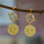 Pendientes colgantes chapados en oro - Pendientes colgantes signo zodiacal libra con circonitas cúbicas bañadas en oro