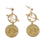 Pendientes colgantes chapados en oro - Pendientes colgantes signo zodiacal libra con circonitas cúbicas bañadas en oro