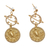 Vergoldete Ohrhänger - Skorpion-Ohrhänger aus 24 Karat vergoldetem Messing mit Kosmos-Motiv