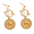 Pendientes colgantes chapados en oro - Aretes colgantes de capricornio chapados en oro de 24 quilates con temática del cosmos