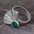 Turquoise cocktail ring, 'Fashionable Fan' - Fan-Themed 925 Silver Cocktail Ring with Turquoise Stone