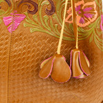 Leather shoulder bag, 'Casual Alyssum' - Embossed Floral Copper-Toned Leather Shoulder Bag