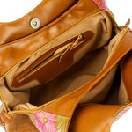 Leather shoulder bag, 'Casual Alyssum' - Embossed Floral Copper-Toned Leather Shoulder Bag