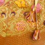 Leather handbag, 'Casual Carnation' - Embossed Floral Copper-Toned Leather Handbag