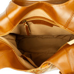 Leather handbag, 'Casual Carnation' - Embossed Floral Copper-Toned Leather Handbag