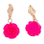 Gold-plated resin dangle earrings, 'The Azalea Belle' - Rose-Themed 24k Gold-Plated Resin Dangle Earrings in Azalea
