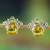 Bernsteinfarbene Knopfohrringe - 925er Silber-Bernstein-Bienenknopf-Ohrringe mit durchbrochenen Akzenten