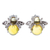 Amber button earrings, 'Bubbly Bee' - 925 Silver Amber Bee Button Earrings with Openwork Accents thumbail