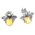 Amber button earrings, 'Bubbly Bee' - 925 Silver Amber Bee Button Earrings with Openwork Accents (image 2b) thumbail