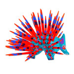 Wood alebrije figurine, 'Cute Porcupine in Turquoise' - Hand-Painted Wood Alebrije Porcupine Figurine in Turquoise