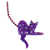 Figurilla de alebrije de madera - Figura de gato alebrije de madera de copal púrpura pintada a mano
