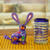 Wood alebrije figurine, 'Fluffy Blue-Violet Ears' - Marine-Themed Purple Copal Wood Alebrije Bunny Figurine