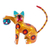 Wood alebrije figurine, 'Feline Sport in Mustard' - Painted Mustard Copal Wood Alebrije Cat Figurine with Ball