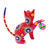 Alebrije-Figur aus Holz - Bemalte Alebrije-Katzenfigur aus Scharlachrotem Copalholz mit Ball