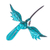 Wood alebrije ornament, 'Caribbean Flight' - Painted Caribbean Blue Wood Alebrije Hummingbird Ornament