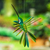 Wood alebrije ornament, 'Jungle Plumage' - Hand-Painted Green Copal Wood Alebrije Bird Ornament (image 2b) thumbail