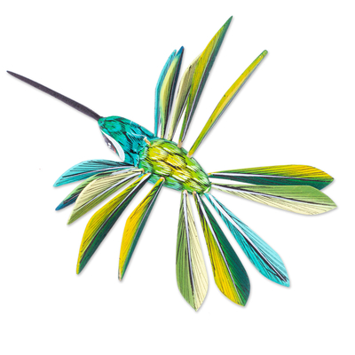 Alebrije-Ornament aus Holz - Handbemaltes Alebrije-Vogelornament aus grünem Kopalholz