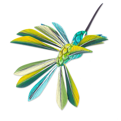 Alebrije-Ornament aus Holz - Handbemaltes Alebrije-Vogelornament aus grünem Kopalholz