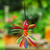 Wood alebrije ornament, 'Festival Plumage' - Hand-Painted Carnation Copal Wood Alebrije Bird Ornament (image 2b) thumbail