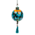 Wood ornament, 'Oaxaca's Turquoise Spring' - Hand-Painted Floral Copal Wood Ornament in Turquoise