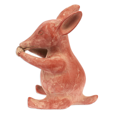estatuilla de ceramica - Figura de cerámica artesanal de Tlacuache marsupial mexicano