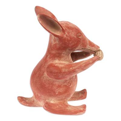 Ceramic figurine, 'Tlacuache' - Handcrafted Ceramic Figurine of Mexican Marsupial Tlacuache