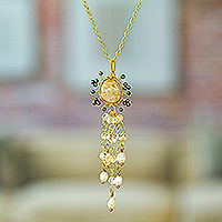 Gold-accented multi-gemstone pendant necklace, 'Absolute Perfection' - Multi-Gemstone Pendant Necklace with 14k Gold-Plated Chain