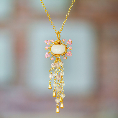 Gold-accented multi-gemstone pendant necklace, 'Absolute Hope' - Multi-Gemstone Pendant Necklace with Gold-Plated Chain